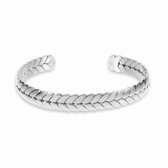 Stackable Braided Cuff in Steel - Picture 1 of 3